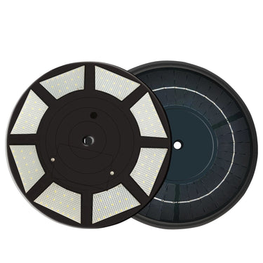 2200 lumen solar flagpole light with 240 LED array, black design, by Atlantic Flagpole.